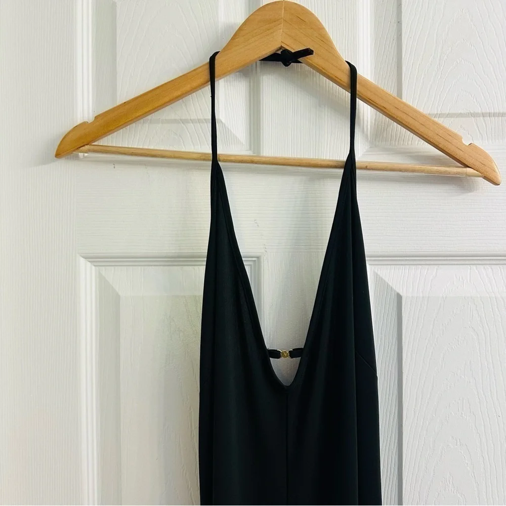 Victoria’s Secret Jumpsuit Black Halter Wide Leg Sexy Lounge V-Neck Medium